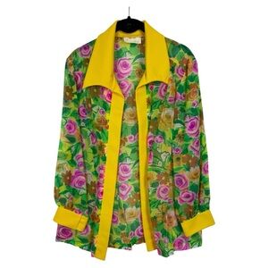 🥑5/$25 Vintage Flutterfly Semi Sheer Floral Open Front Top